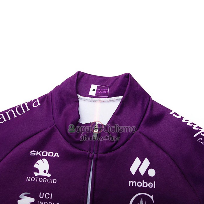 Burgos BH Ropa Ciclismo Culotte Largo 2020 Hombre Mangas Largas Violeta Rojo